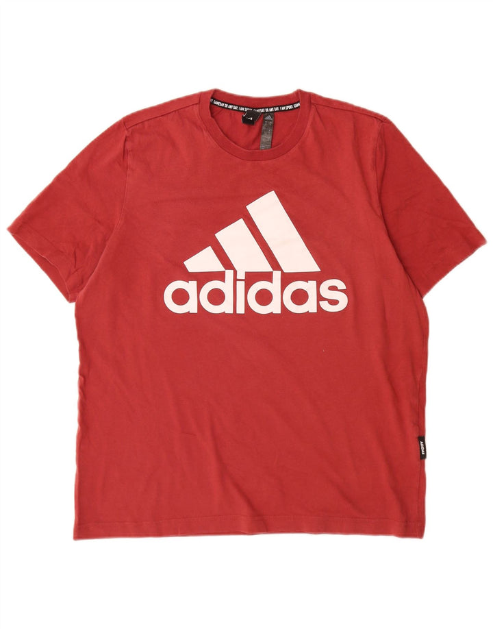 Tricou grafic pentru bărbați Adidas Top, bumbac roșu mediu