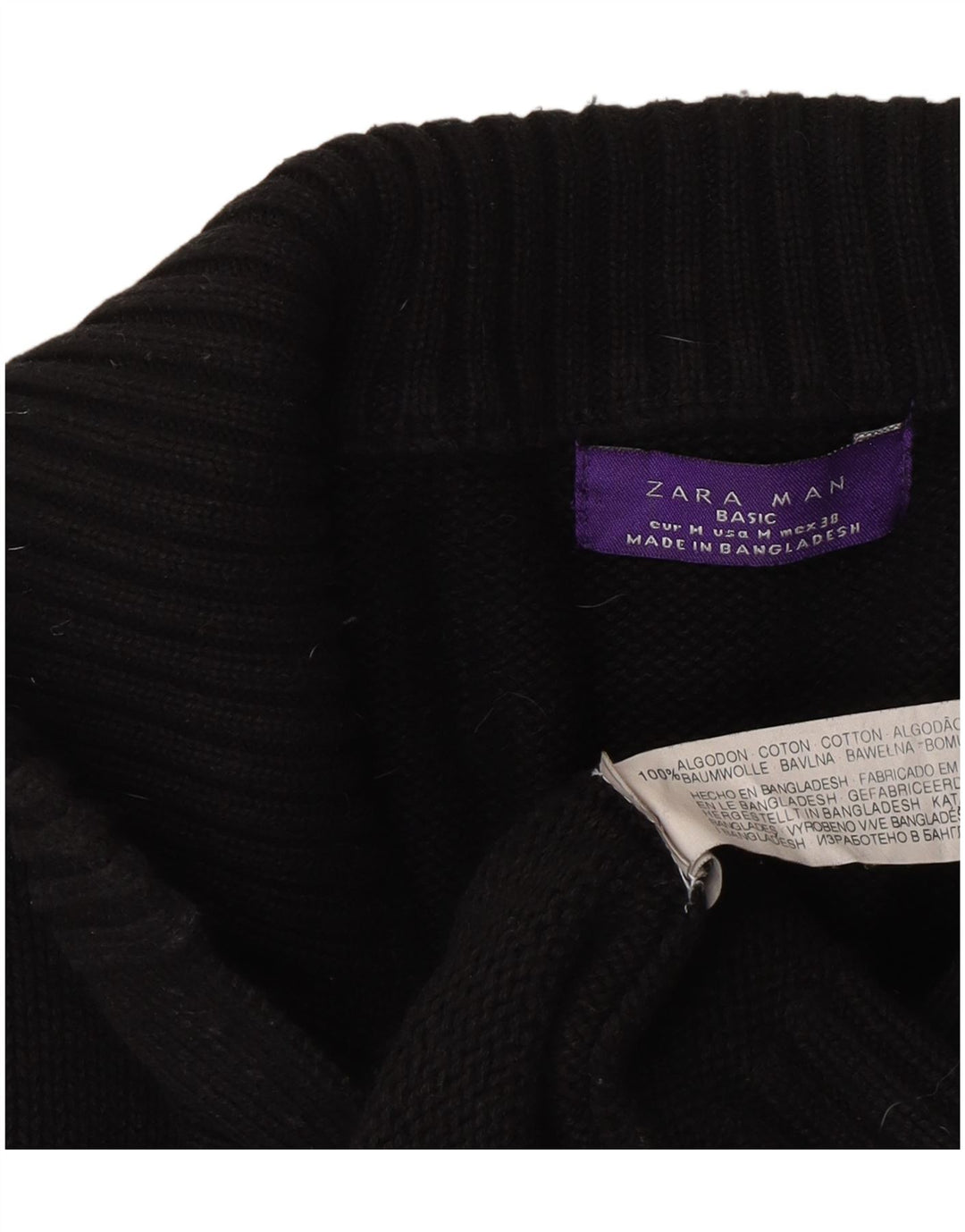Pulover cardigan pentru bărbați Zara, bumbac mediu negru, clasic
