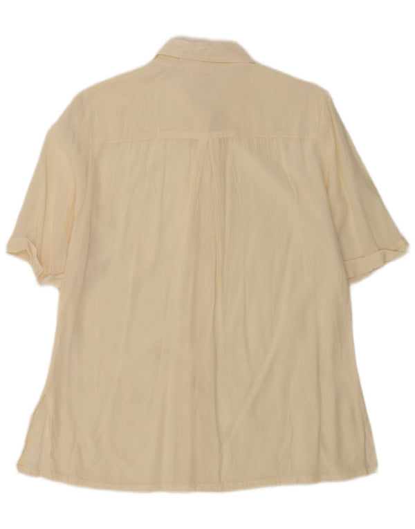 Bluză cămașă cu mânecă scurtă pentru femei cherie IT 46 Mare Bej Mătase