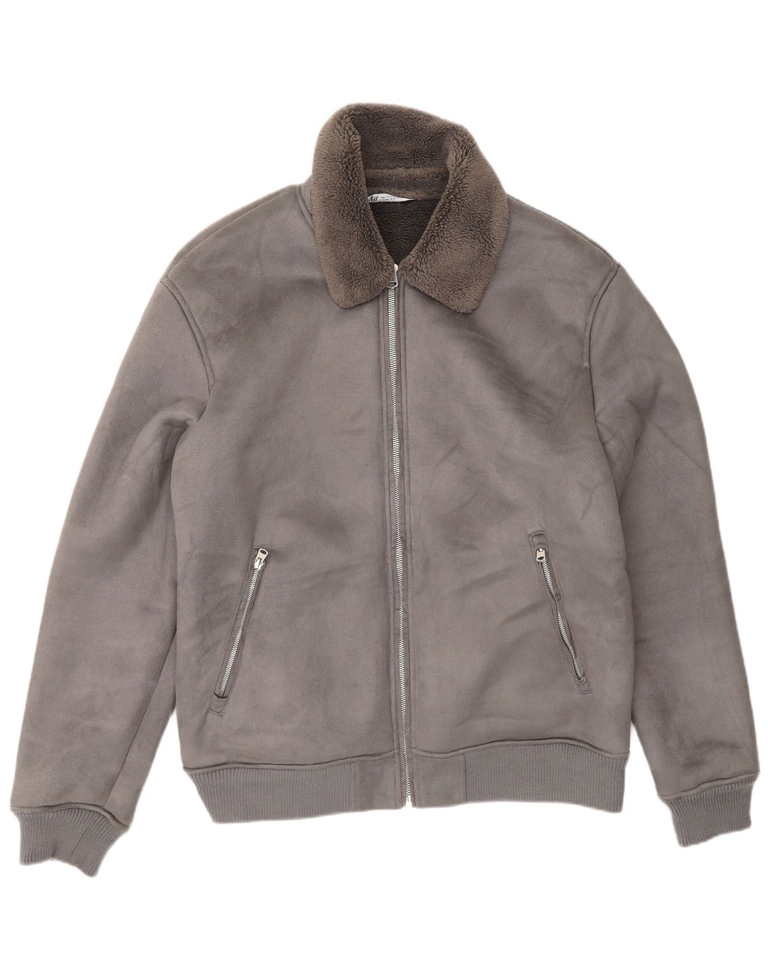 Jachetă Sherpa pentru bărbați Zara UK 42 XL Poliester gri