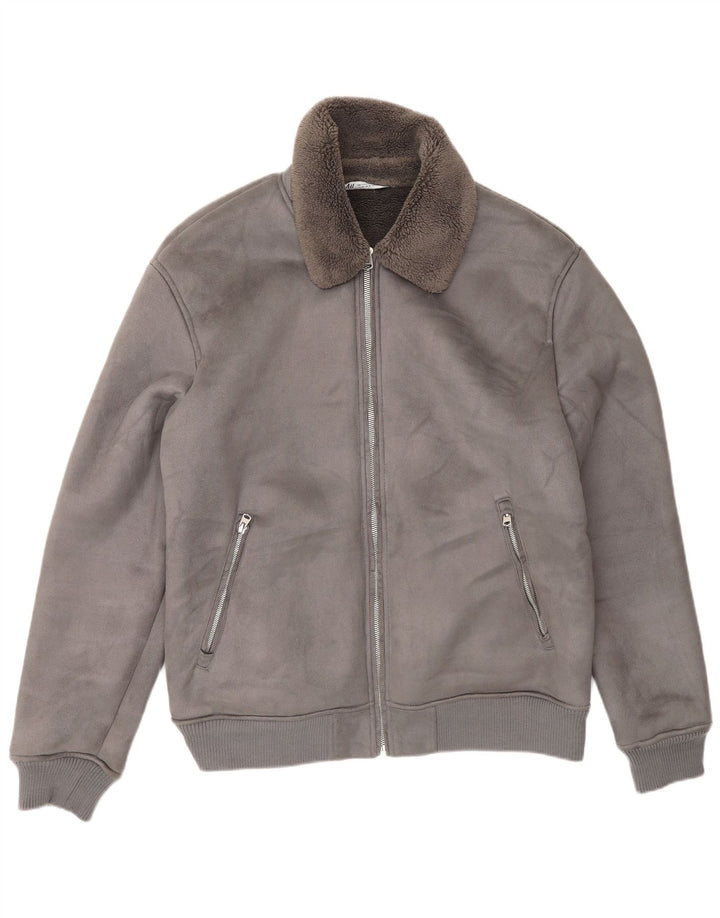 Jachetă Sherpa pentru bărbați Zara UK 42 XL Poliester gri