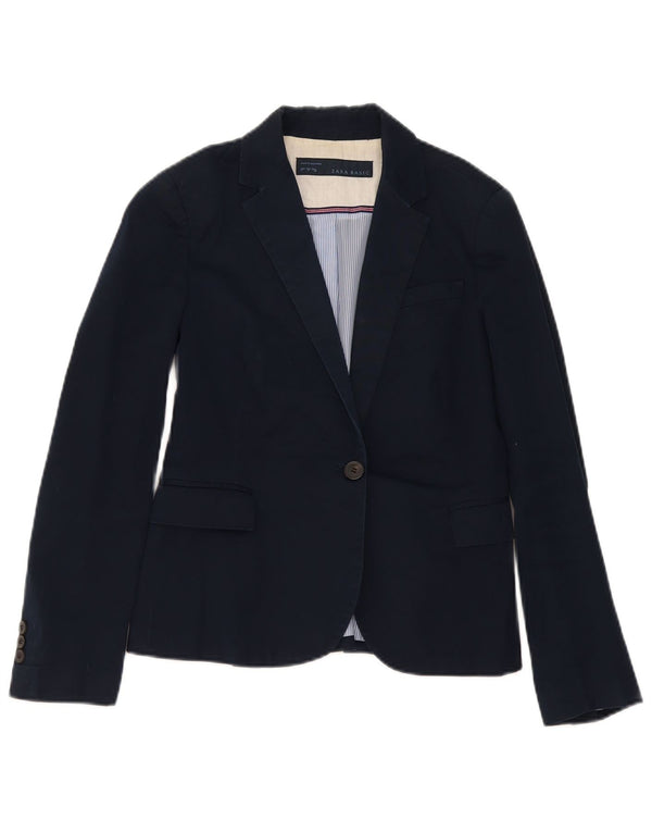Blazer pentru femei Zara cu 1 nasture UK 12 Medium Bluemarin Bumbac