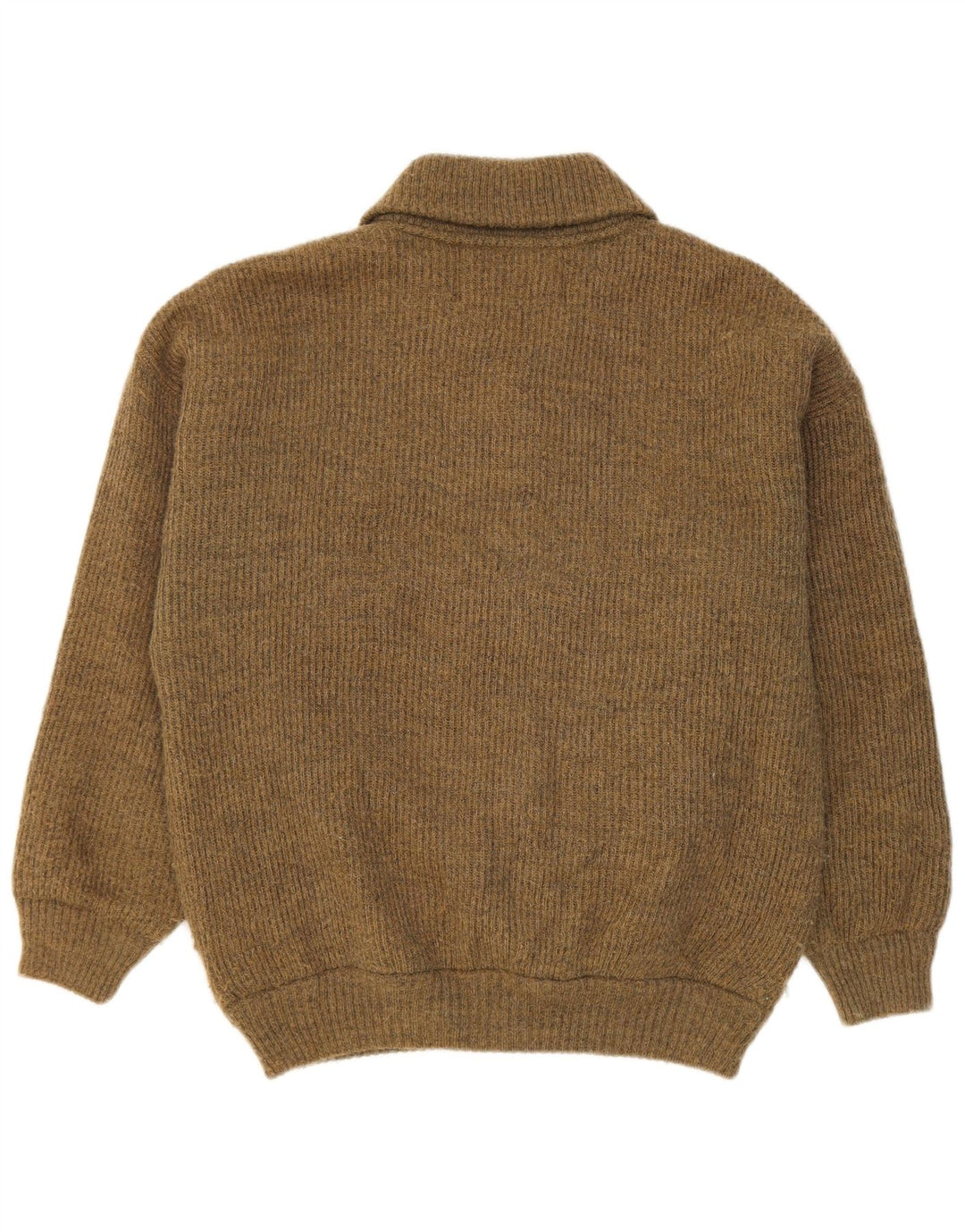 Pulover Cardigan Vintage pentru Barbati Mediu Kaki Geometric Lână