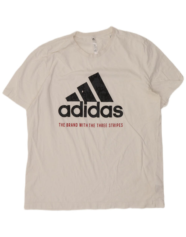 Tricou grafic Adidas pentru bărbați Top mare din bumbac alb