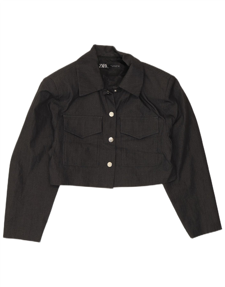 Jachetă Bolero pentru femei Zara UK 14, bumbac gri mediu