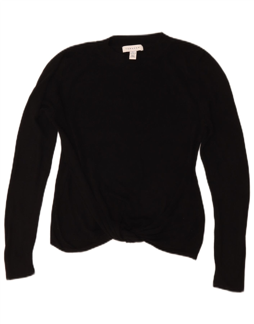 Topshop pentru femei Crop oversized Top cu mânecă lungă UK 10 Small Black Viscose