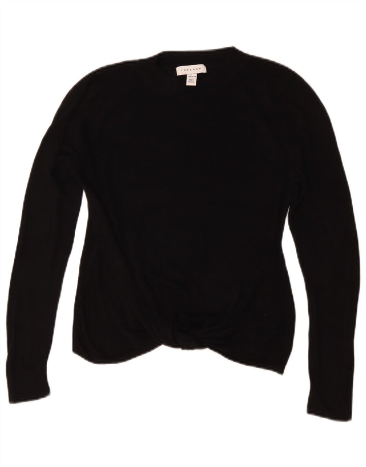 Topshop pentru femei Crop oversized Top cu mânecă lungă UK 10 Small Black Viscose