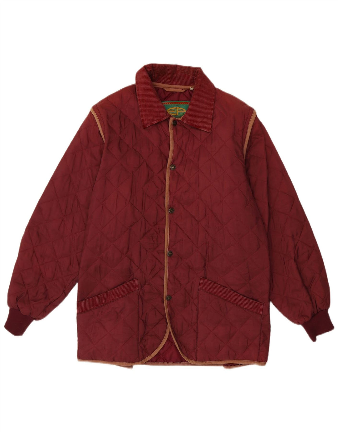 Jachetă matlasată pentru bărbați de epocă UK 36 Nylon mic Bordeaux