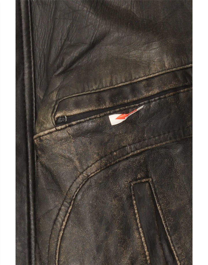 Jachetă Bomber din piele vintage pentru bărbați IT 54 2XL negru