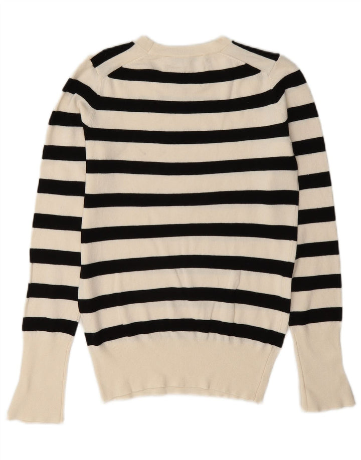 Pulover pentru damă Zara, cu gât turnut, cu dungi albe mici, UK 10