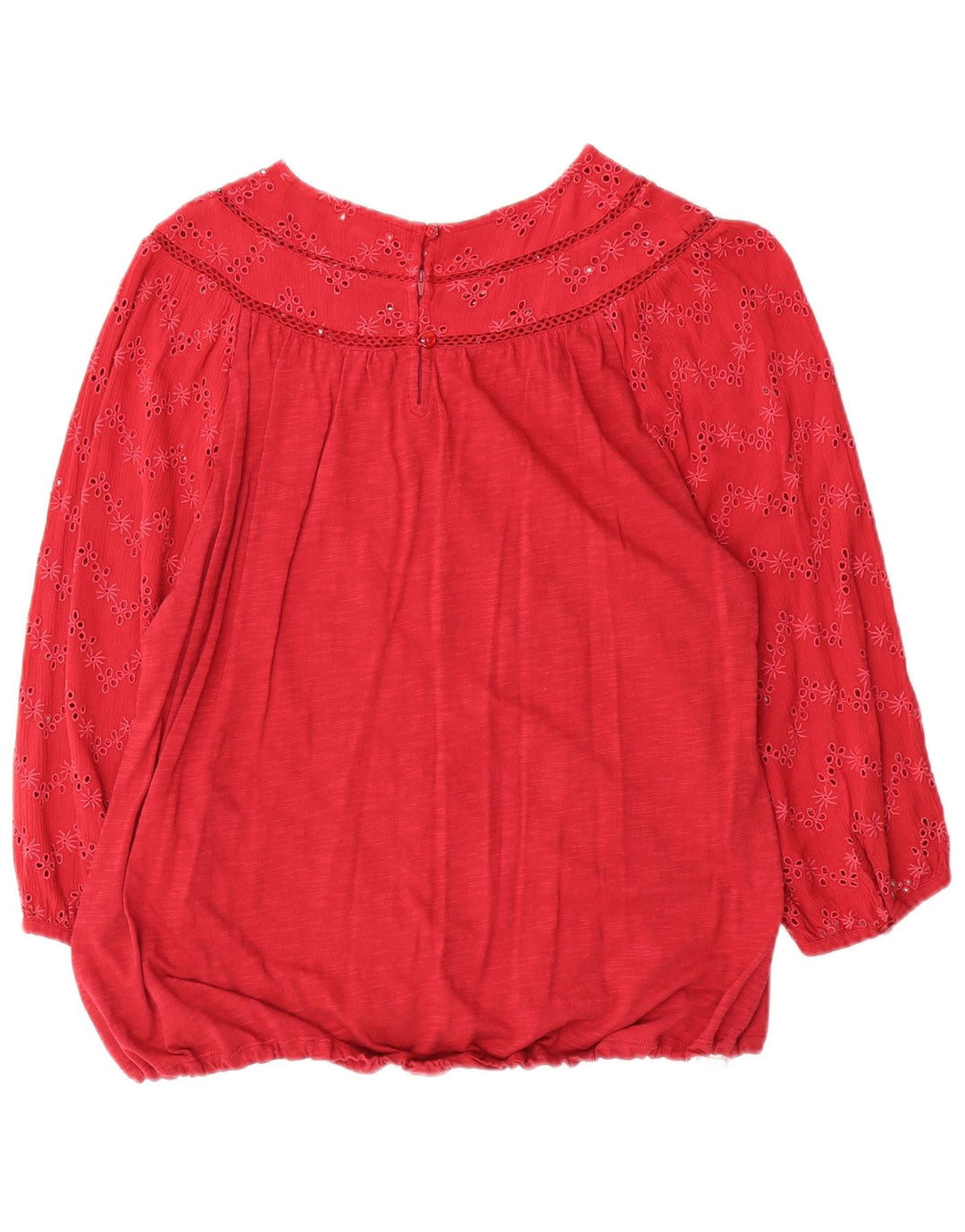 FAT FACE bluză cu mâneci 3/4 pentru femei UK 14 mare bumbac floral roșu