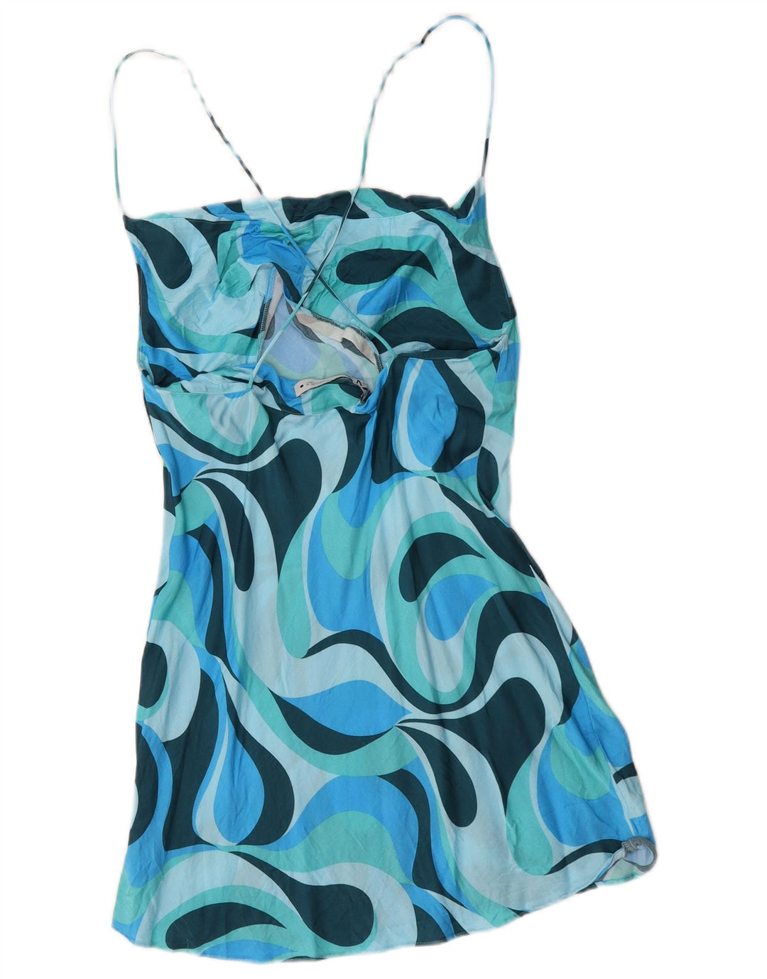 Rochie de soare cu model abstract pentru femei Zara UK 14, mare, albastru, viscoză