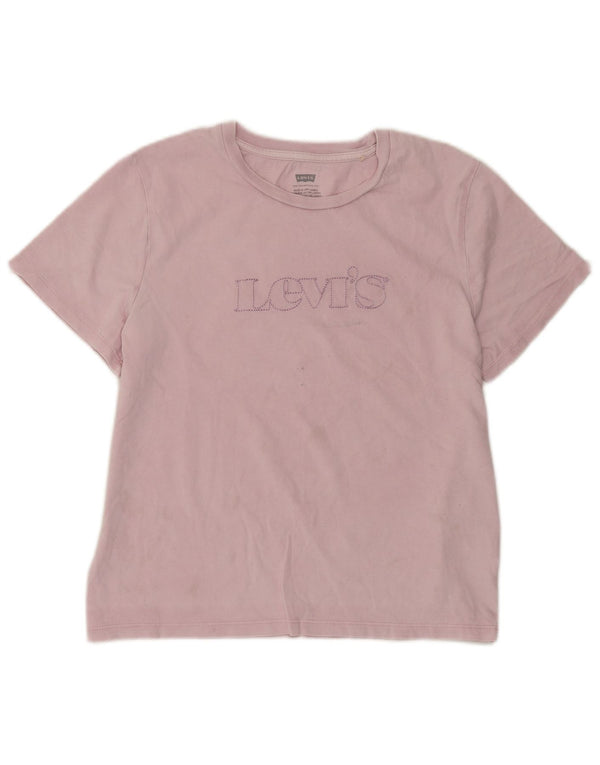Tricou cu grafic crop Levi's Top UK 12 Bumbac roz mediu