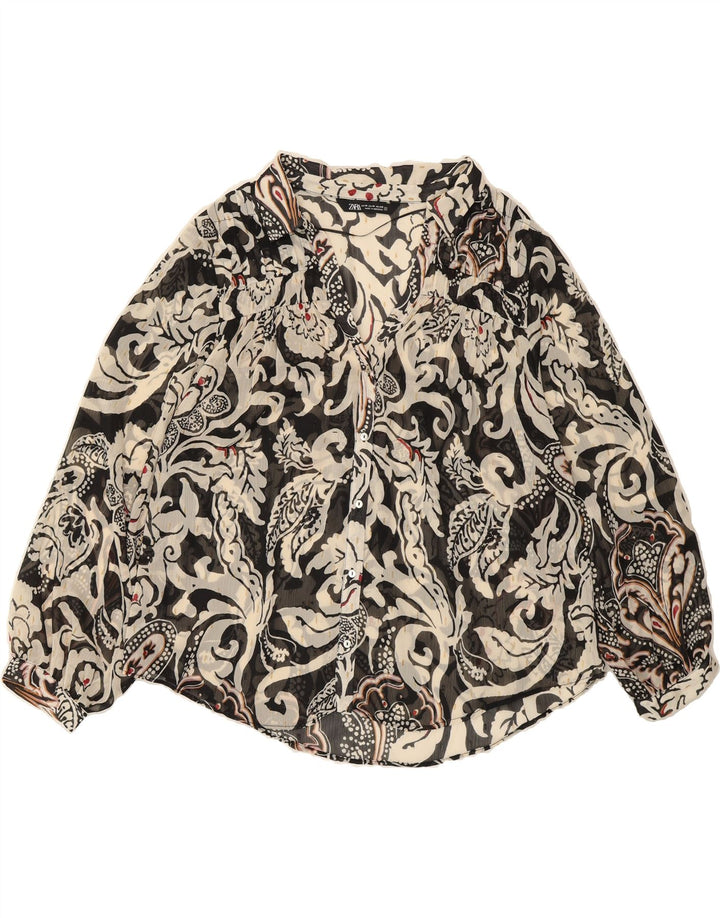 ZARA Womens Shirt Blouse UK 14 Medium Black Paisley Vintage Zara and Second-Hand Zara from Messina Hembry 