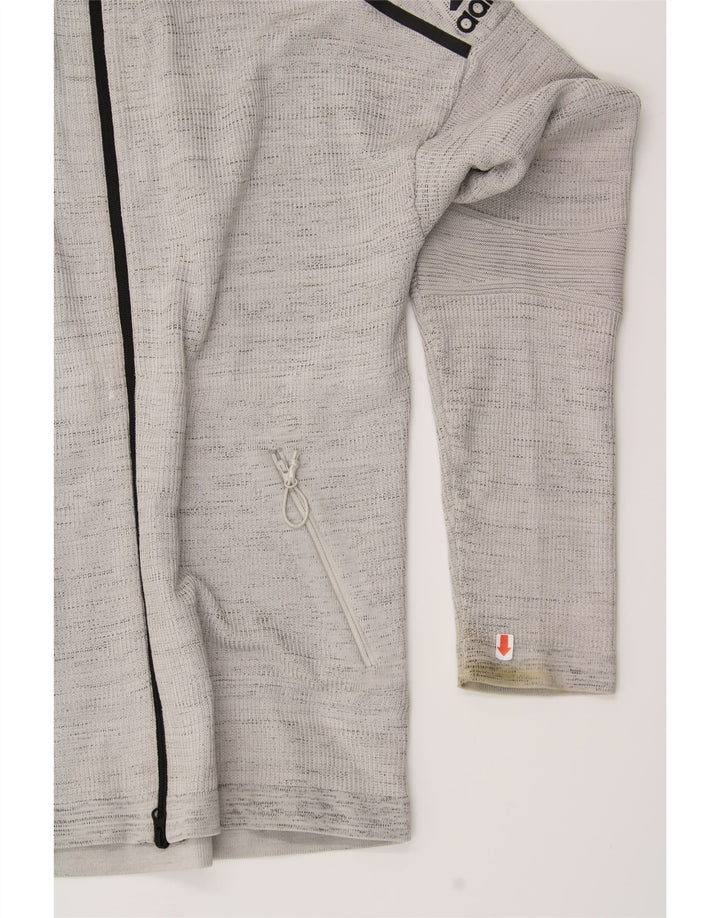 ADIDAS Mens Zip Hoodie Sweater Medium Grey Flecked Polyester Vintage Adidas and Second-Hand Adidas from Messina Hembry 
