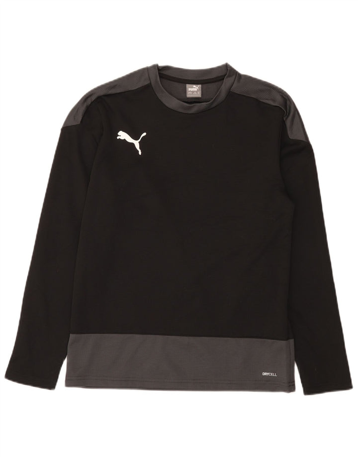 Top pentru băieți Puma cu mânecă lungă 13-14 ani, negru, poliester color bloc