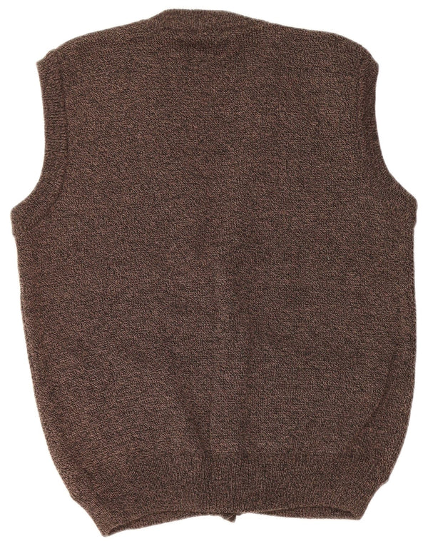 Pulover cardigan fără mâneci pentru bărbați VINTAGE, maro mediu, Fair Isle