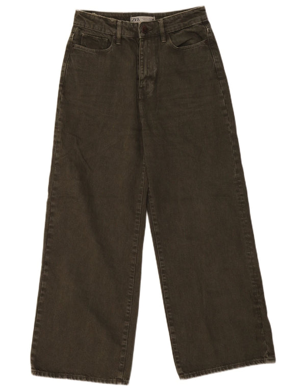 Blugi de damă Zara cu talie înaltă cu picioare largi EU 36 XS L26 L27 Kaki