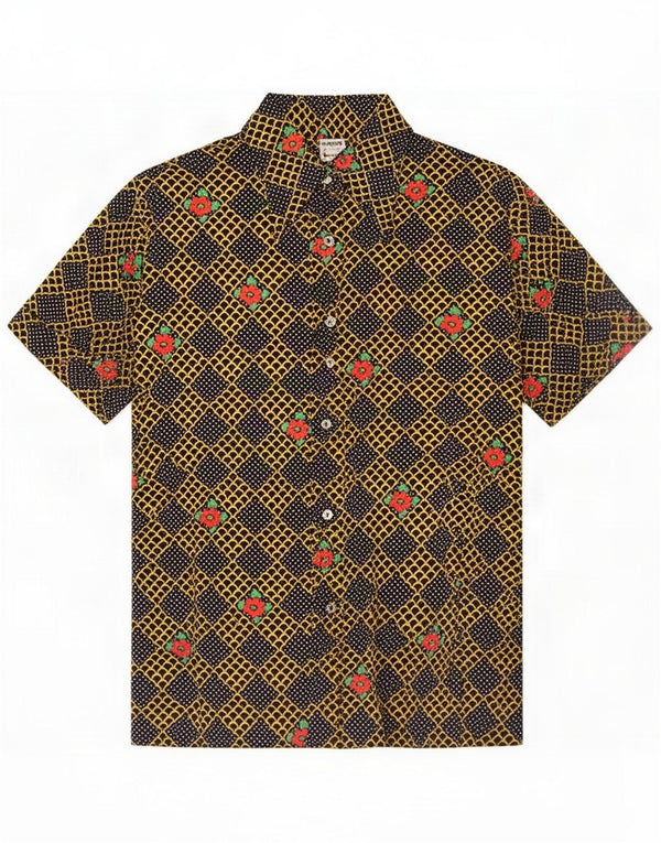 Camasă cu mânecă scurtă cu model abstract pentru femei IT 50 XL bleumarin Retro