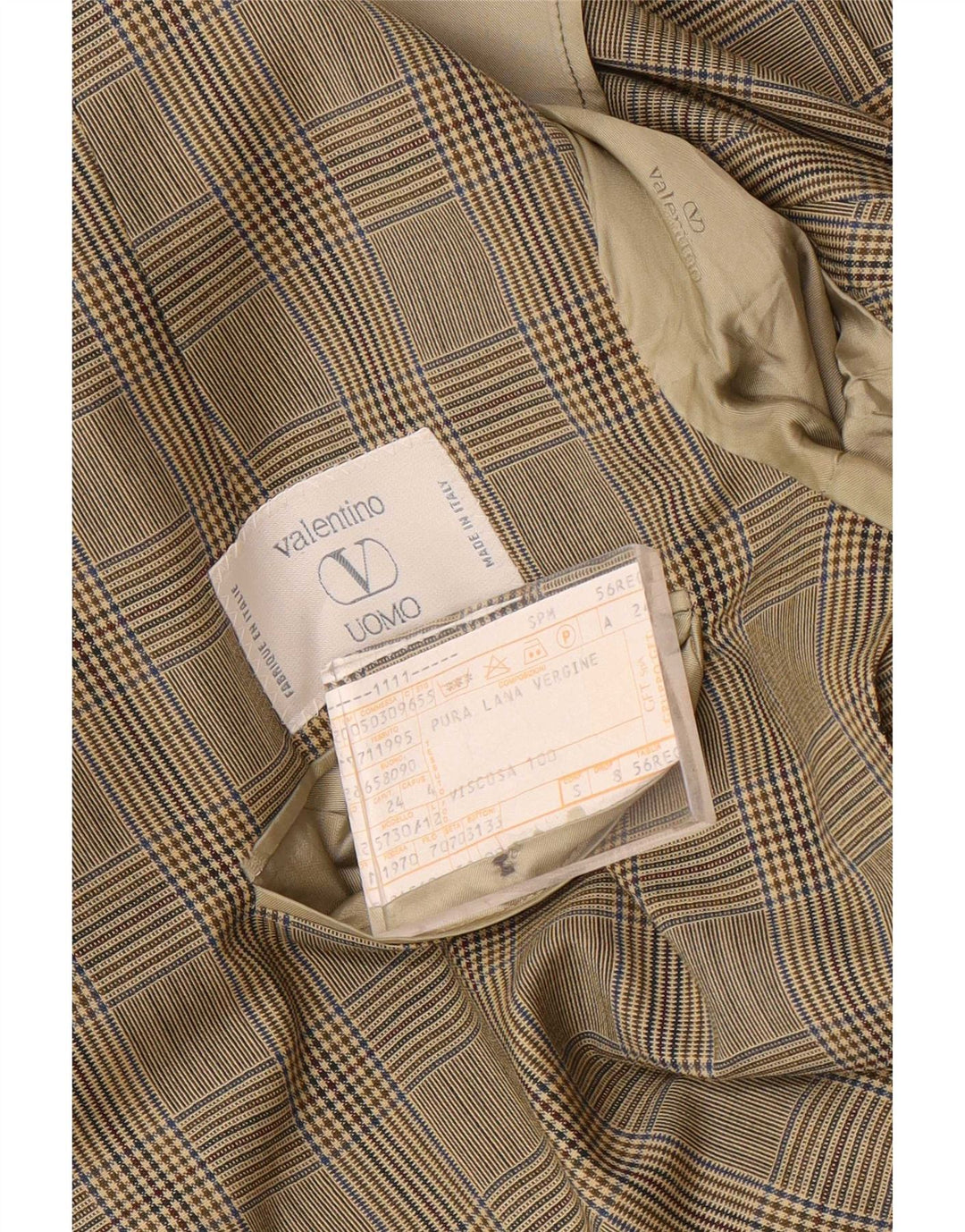 Jachetă Valentino pentru bărbați cu 2 nasturi IT 56 3XL Bej Houndstooth