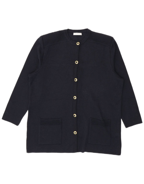 Pulover cardigan supradimensionat cu paragate vintage pentru femei IT 46 mare bleumarin