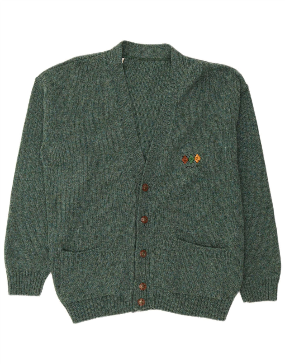 Pulover cardigan pentru bărbați VINTAGE XL Lână verde