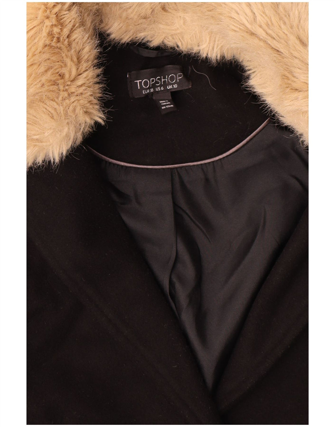 Topshop pardesiu supradimensionat pentru femei UK 10 mic poliester negru