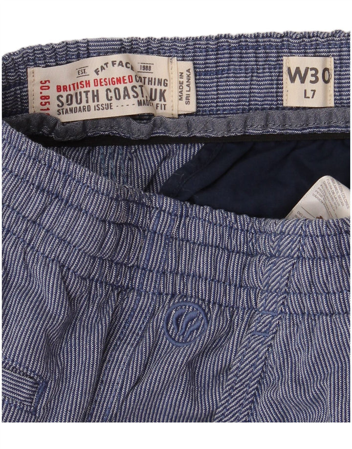 FAT FACE Pantaloni scurți chino pentru bărbați W30, bumbac cu dungi albastre medii