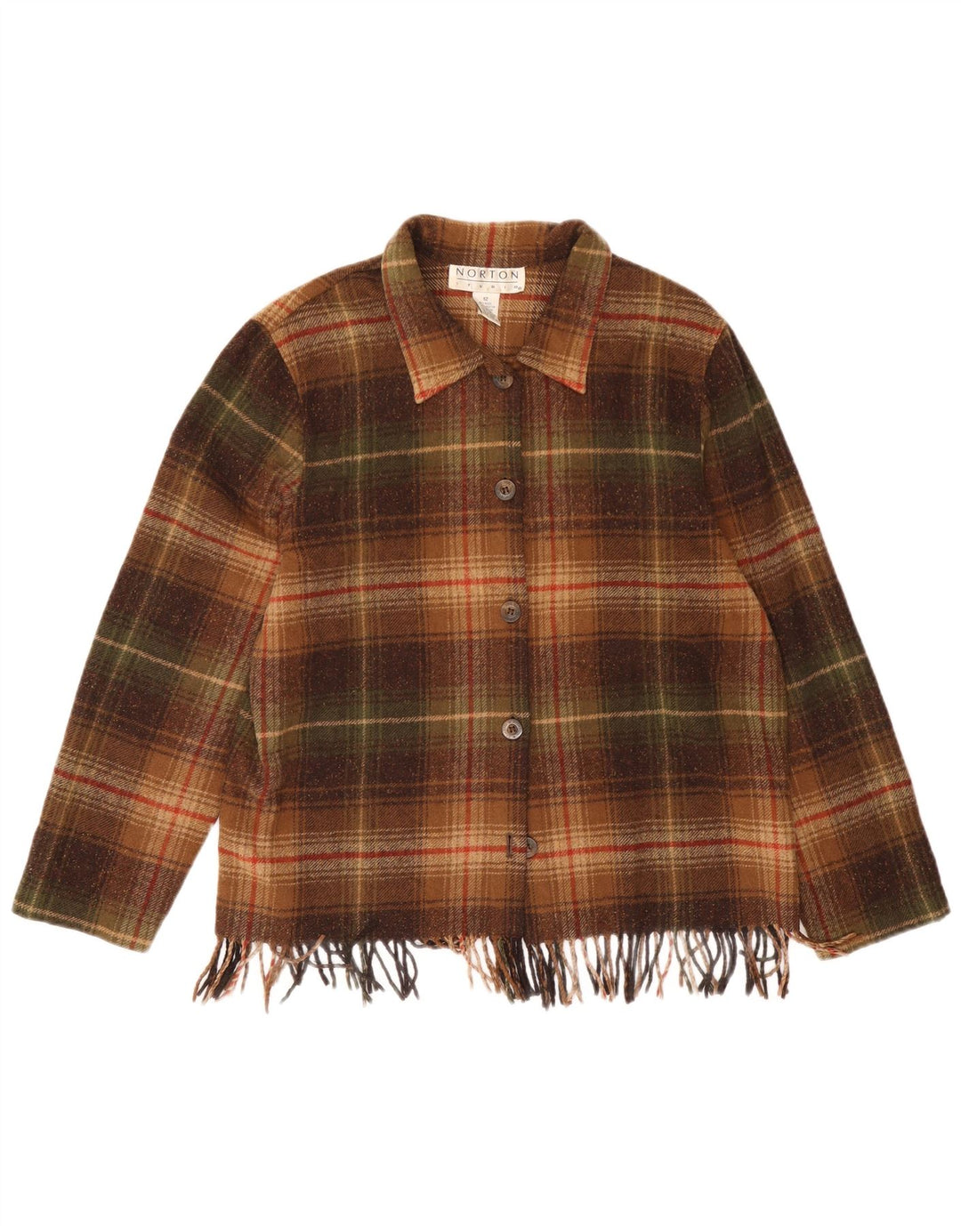 Cămașă Vintage pentru femei Cămașă de flanel UK 12 Lână cu carouri maro mediu