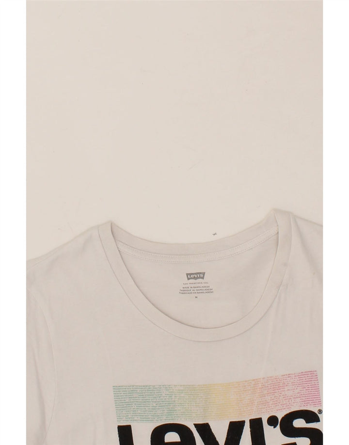 LEVI'S Mens Graphic T-Shirt Top Medium White Cotton Vintage Levi's and Second-Hand Levi's from Messina Hembry 