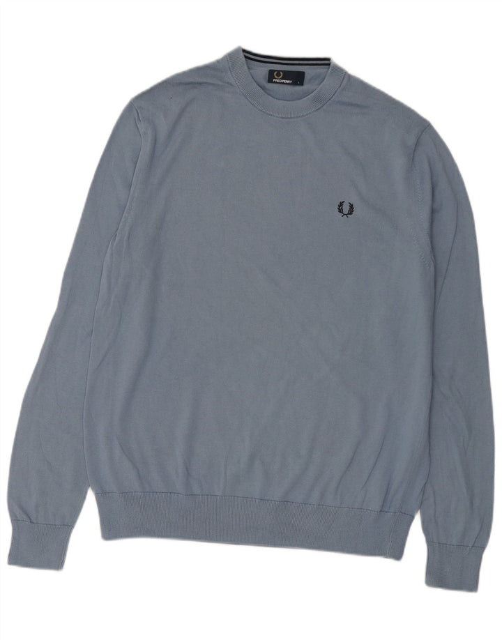 FRED PERRY Pulover pentru bărbați cu gât roșu, mare, albastru, bumbac