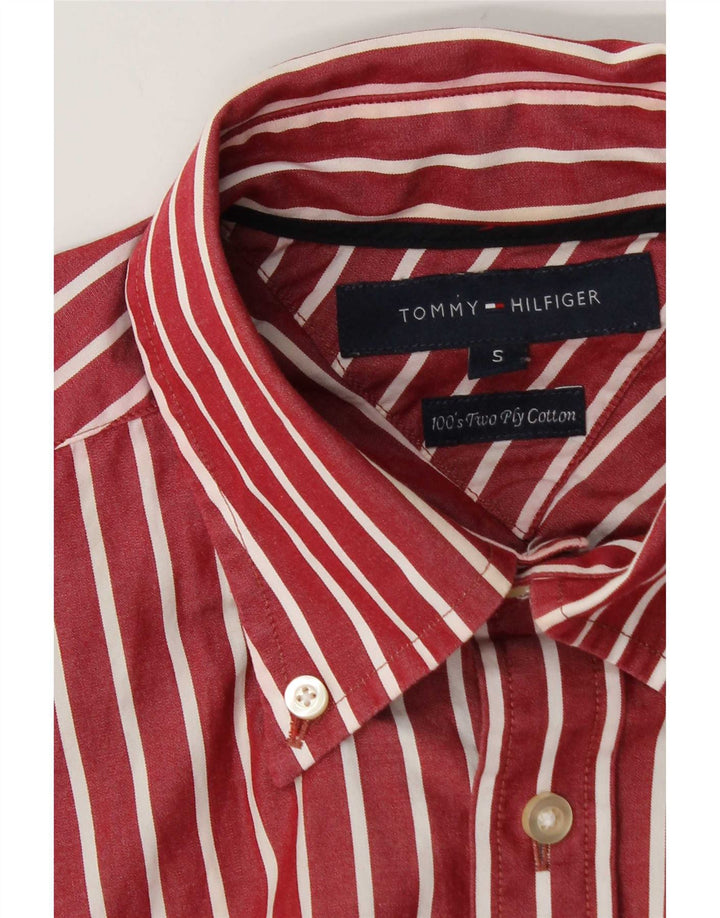 Cămașă pentru bărbați Tommy Hilfiger, bumbac cu dungi roșii mici