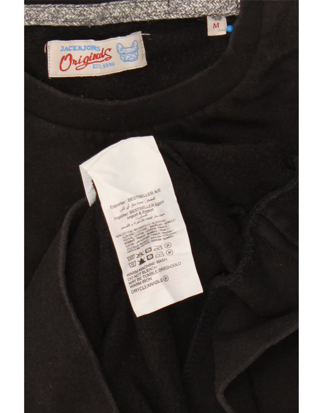 Pulover cu grafică Jack & Jones pentru bărbați, bumbac mediu negru