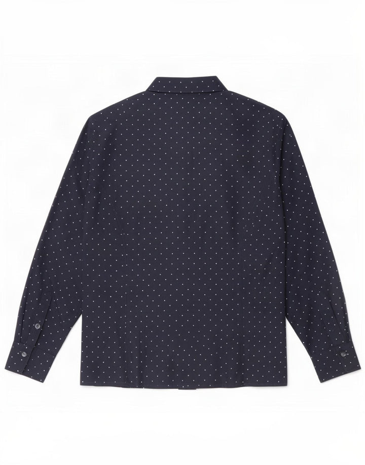 Cămașă vintage pentru femei UK 14 Medium bleumarin pete