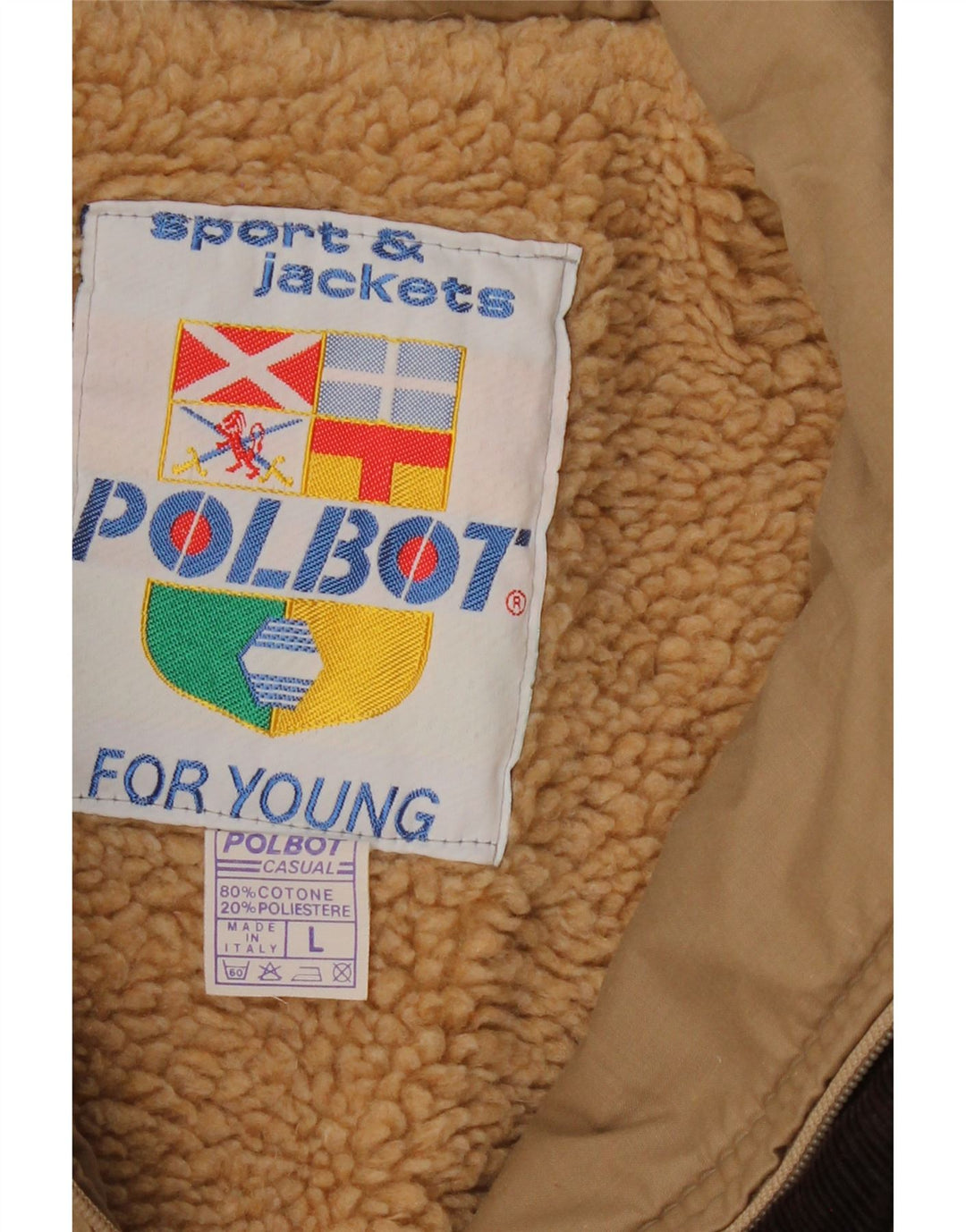 Jachetă Sherpa pentru bărbați Polbot UK 40, mare, bej, bumbac