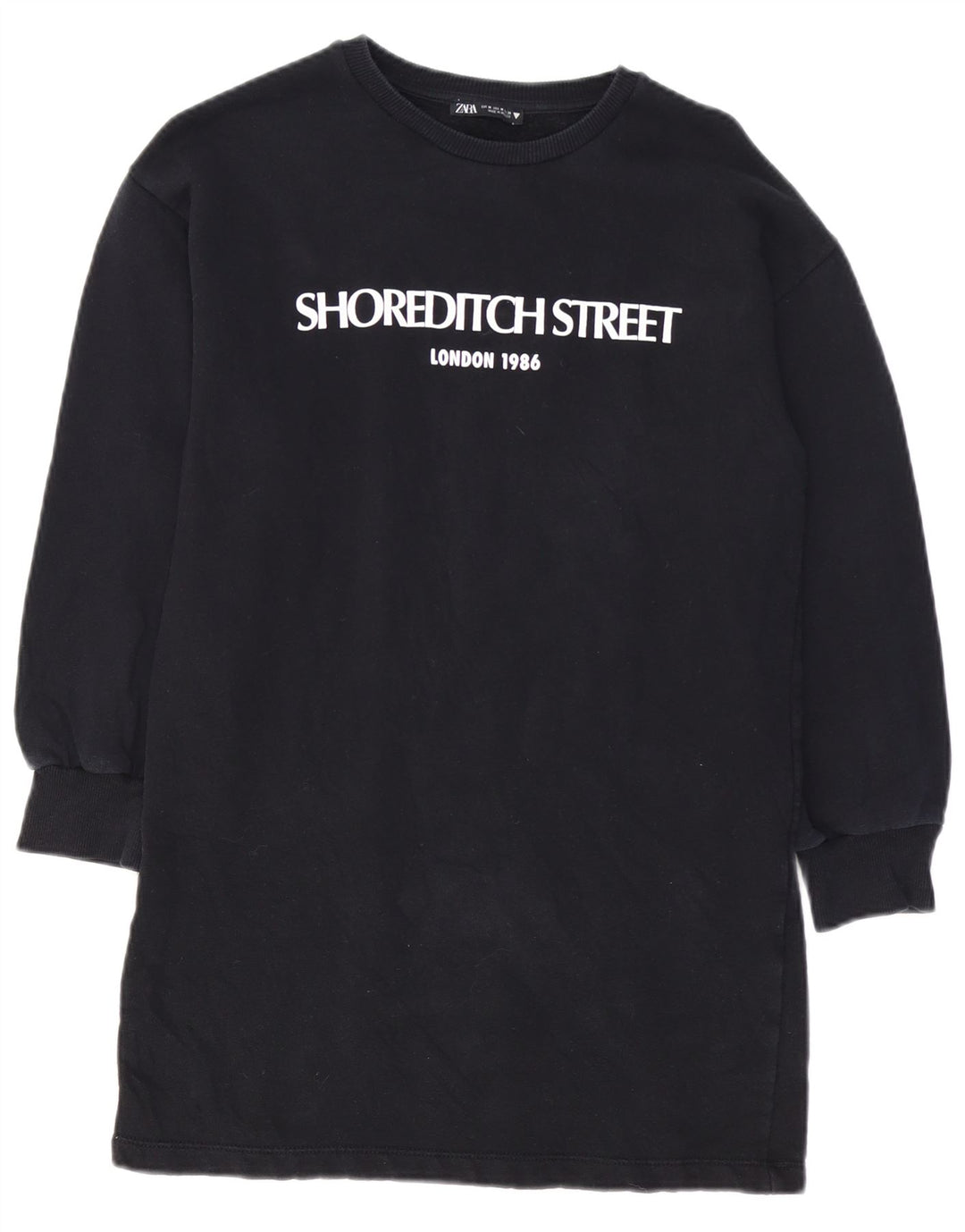 ZARA rochie pulover cu grafic pentru femei UK 14 Bumbac mediu negru