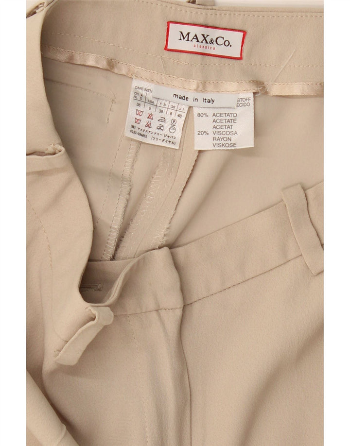 MAX & CO. Pantaloni casual pentru femei cu picioare largi UK 8 Small W26 L28 Bej Acetat