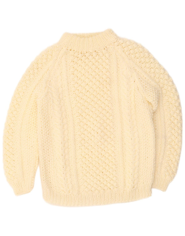 Pulover vintage pentru femei, realizat manual, cu gât țestoasă, UK 18 XL alb