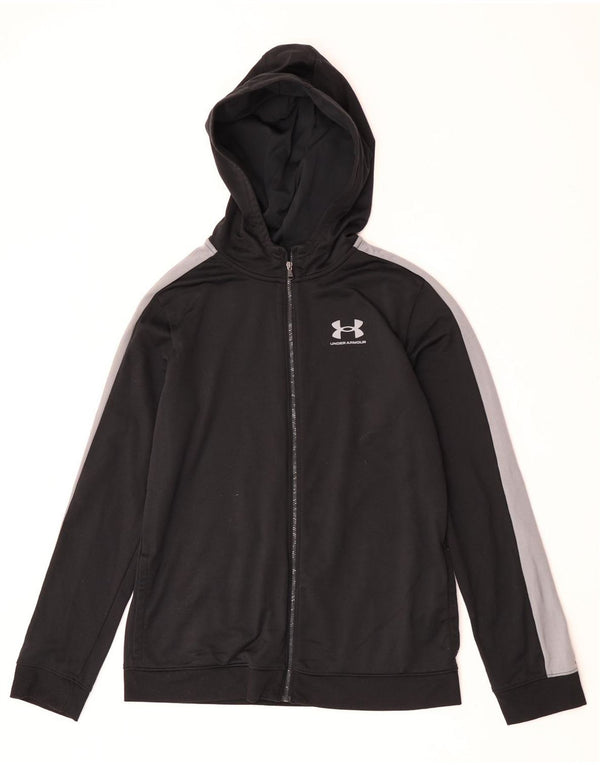 Pulover cu capota cu fermoar Under Armour pentru băieți 13-14 ani XL, negru, bloc de culoare
