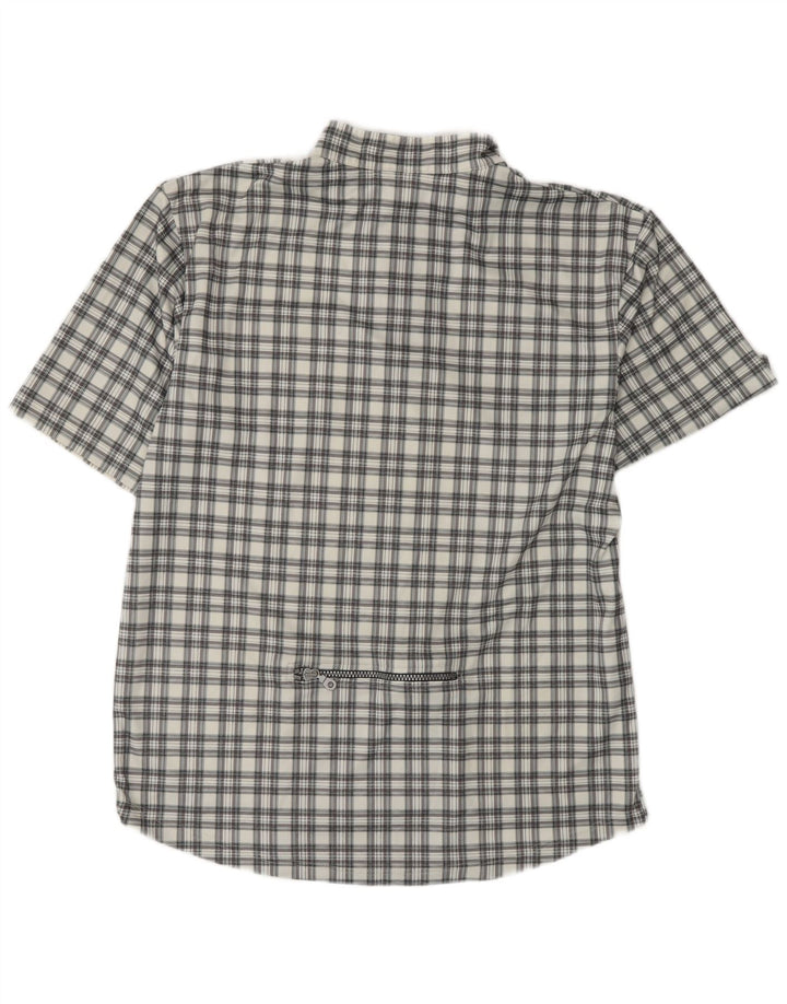 Cămașă pulover cu mânecă scurtă pentru bărbați VINTAGE, poliester cu carouri, gri mare