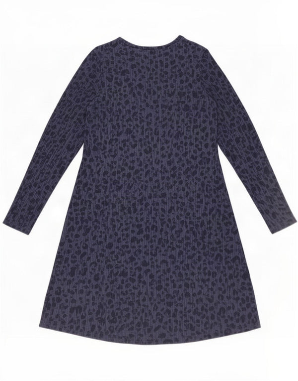 Marks & Spencer Womens A-Line Dress UK 14 Medium Navy Blue Animal Print
