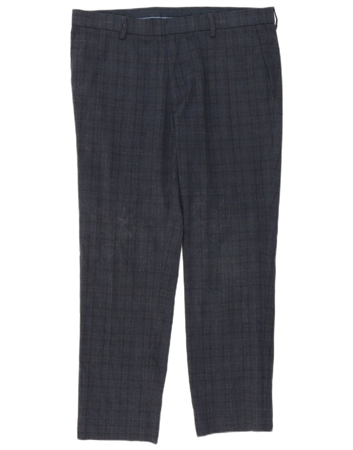 Pantaloni de costum slim pentru bărbați Marks & Spencer L36 L29 bleumarin Check