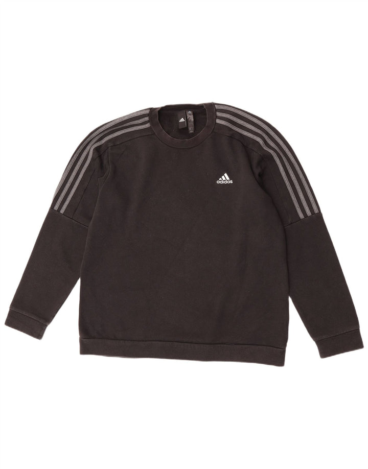 Pulover Adidas pentru bărbați, bumbac mediu negru