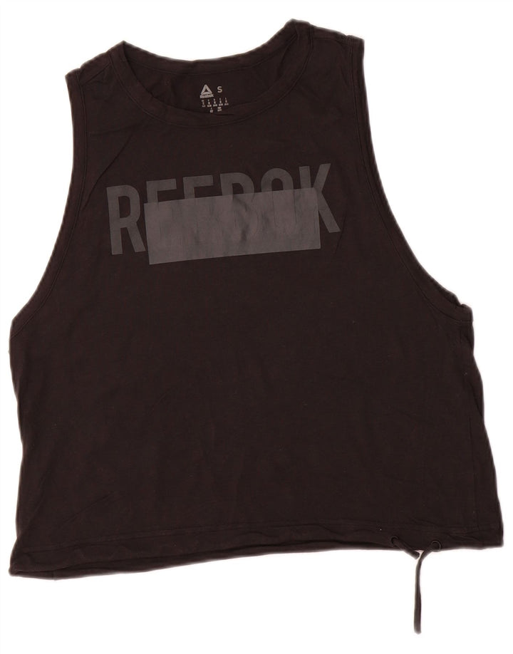 Top cu vestă grafică Reebok pentru femei UK 8/10 Small Black