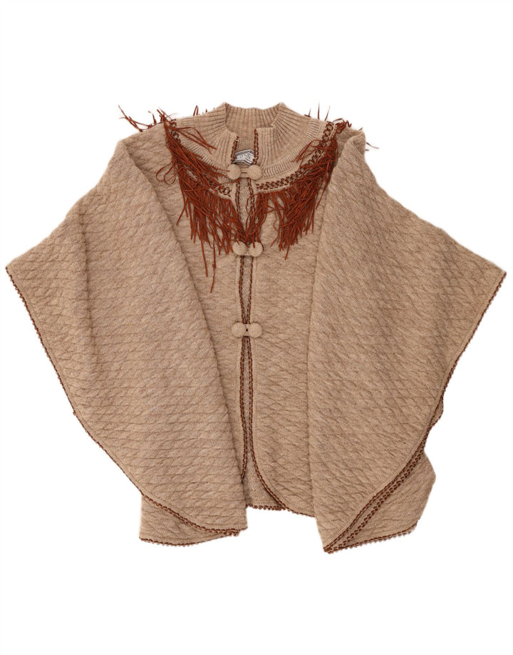 Pulover poncho ONYX pentru femei, mărime unica, lână bej