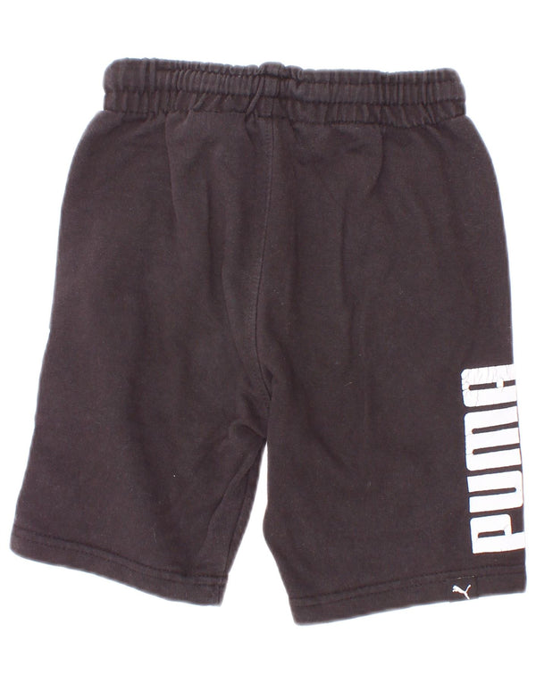 Pantaloni scurți sport grafic Puma pentru băieți 4-5 ani, bumbac negru