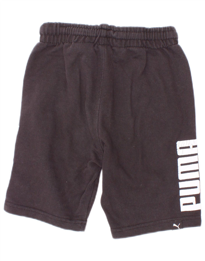 Pantaloni scurți sport grafic Puma pentru băieți 4-5 ani, bumbac negru