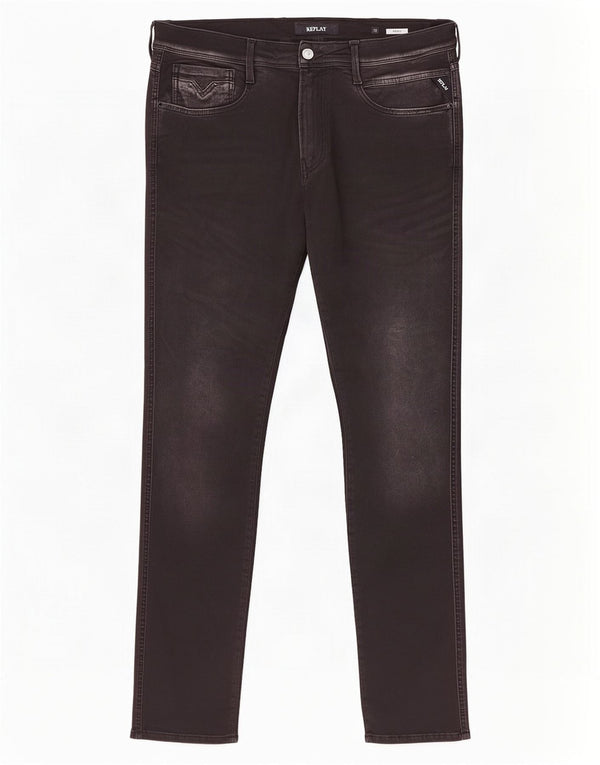Replay Blugi Anbass Slim pentru bărbați W36 L32 bumbac negru