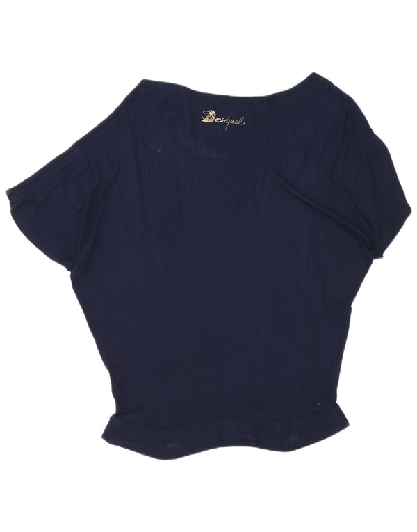 Tricou grafic supradimensionat pentru femei Desigual, UK 16, mare, bleumarin
