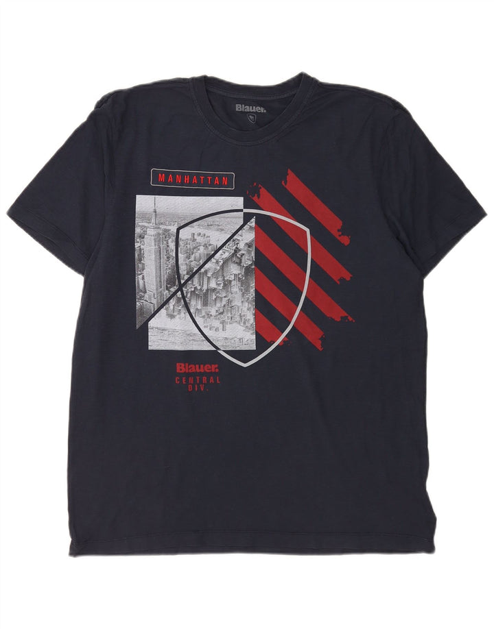 Tricou grafic pentru bărbați Blauer Top XL Bumbac bleumarin